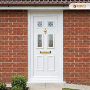 Wilson Windsor Four Glazed White UPVC Front Door with Decorative Glass Panels