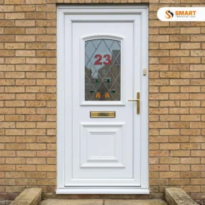 Balmoral One Classic Climbing Rose UPVC front door with decorative glass panel