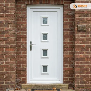 Hayes 4 Glazed white uPVC front door with four square glazed panels