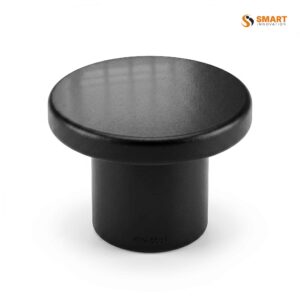 Black push fit waste pipe socket plug for sealing unused wastewater pipe connections.