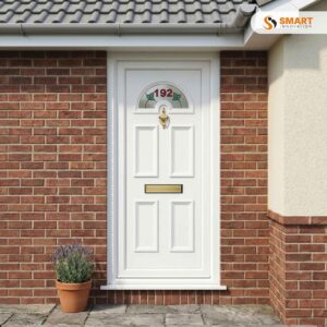 Sandringham One Carter 1 Glazed UPVC Door with Decorative Semi Circular Glass Panel