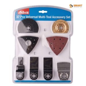 A 27 PCS Multi Function Tool set laid out, covering cutting, sanding, scraping and grinding accessories for oscillating tools.
