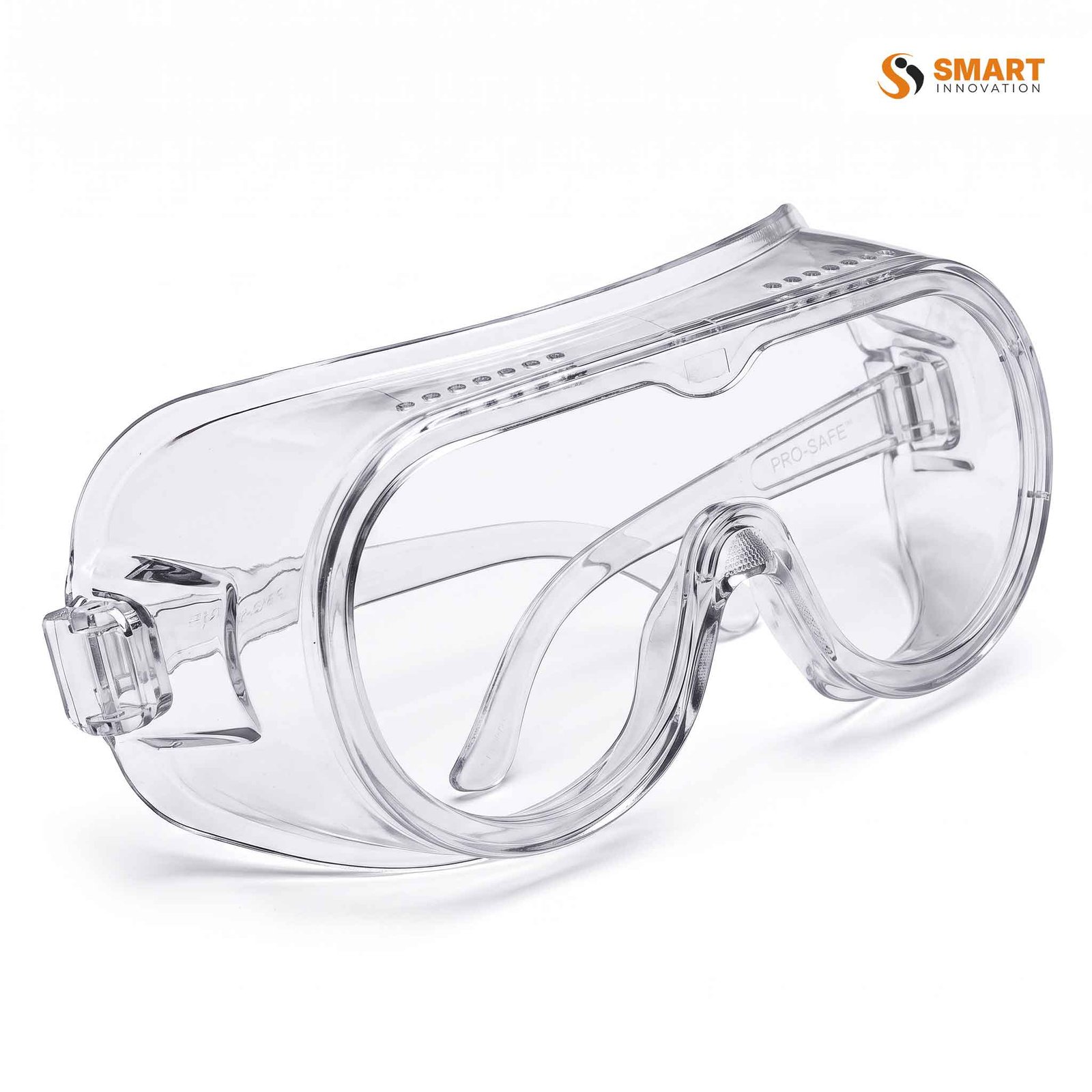 safety goggles worn while grinding on a work bench
