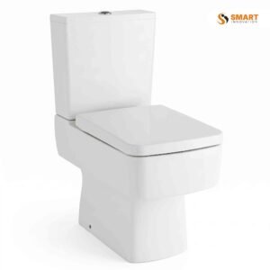 Bliss Close Coupled Square Toilet with Soft Close Seat in Gloss White