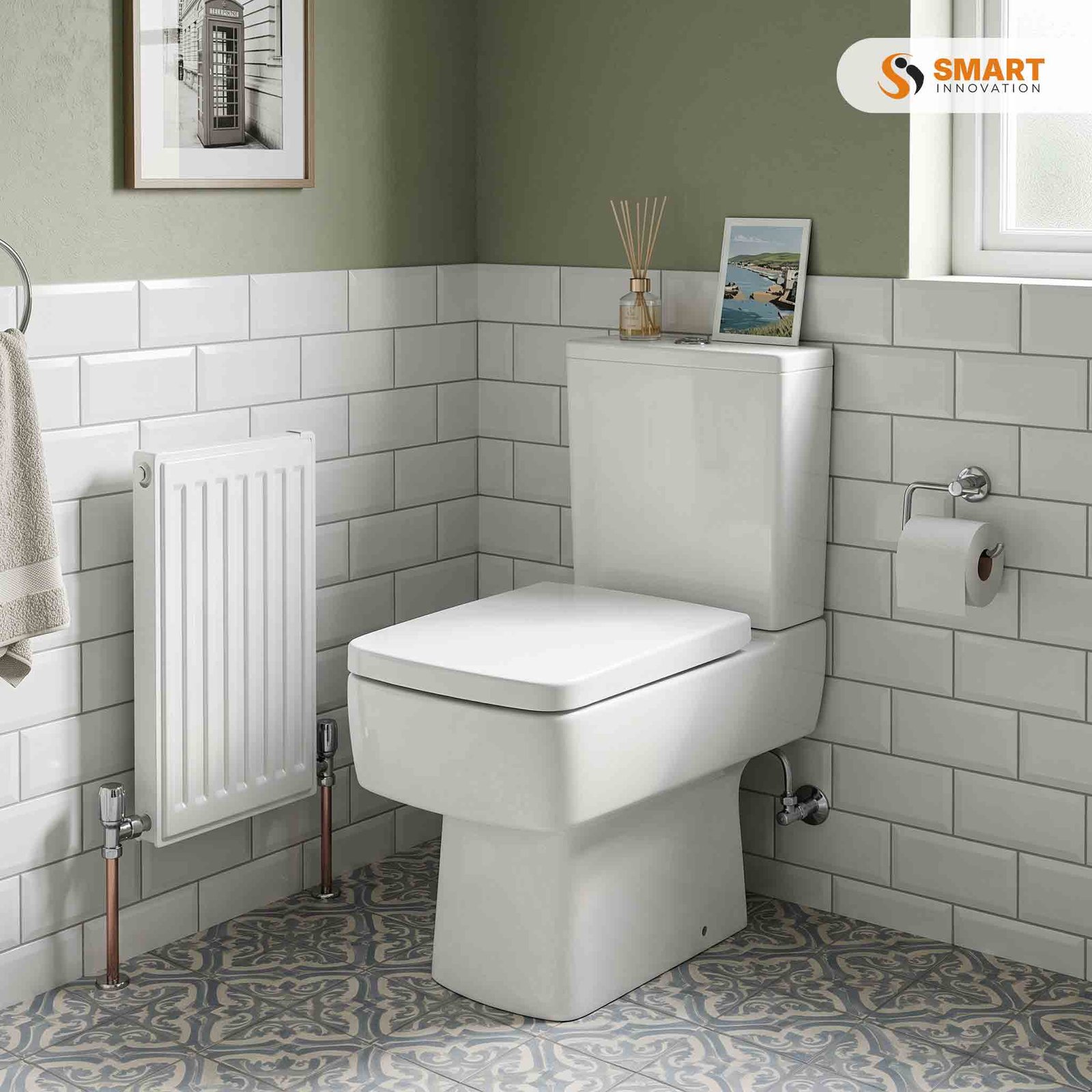Bliss Close Coupled Square Toilet with Soft Close Seat in Gloss White