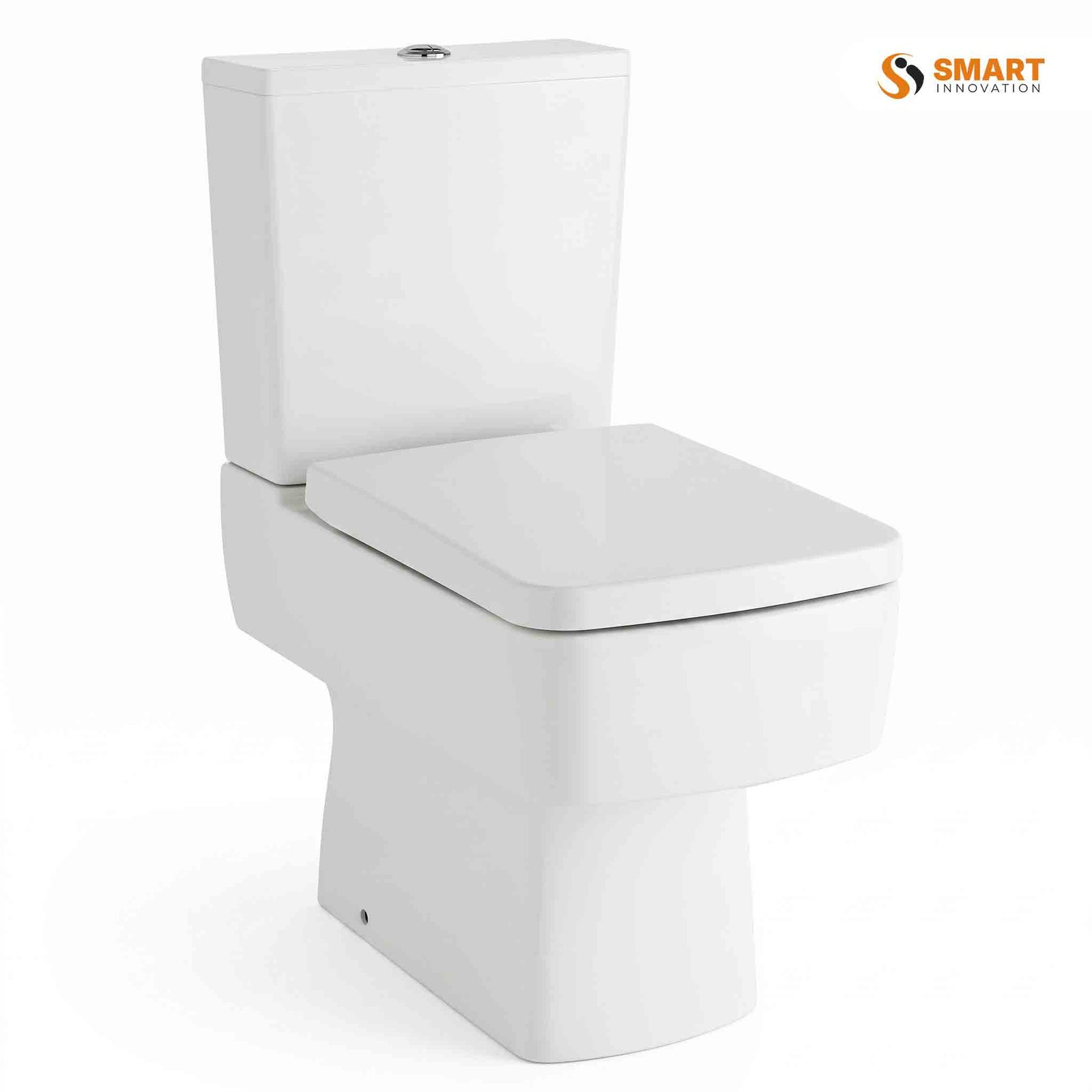 Bliss Close Coupled Square Toilet with Soft Close Seat in Gloss White