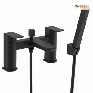 Black Square Shower Mixer with hand shower in matt black finish for modern bathrooms