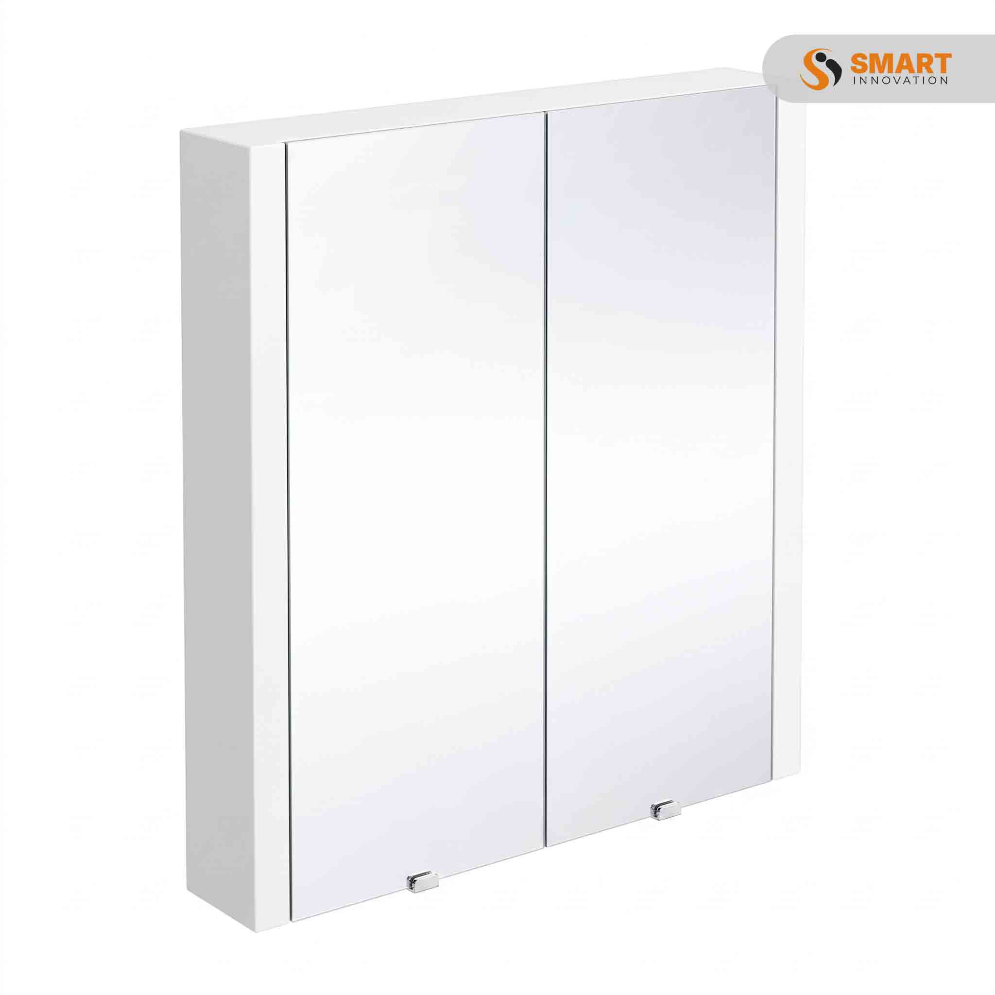 Toreno 2-door mirror cabinet in minimalist white, 617mm wide