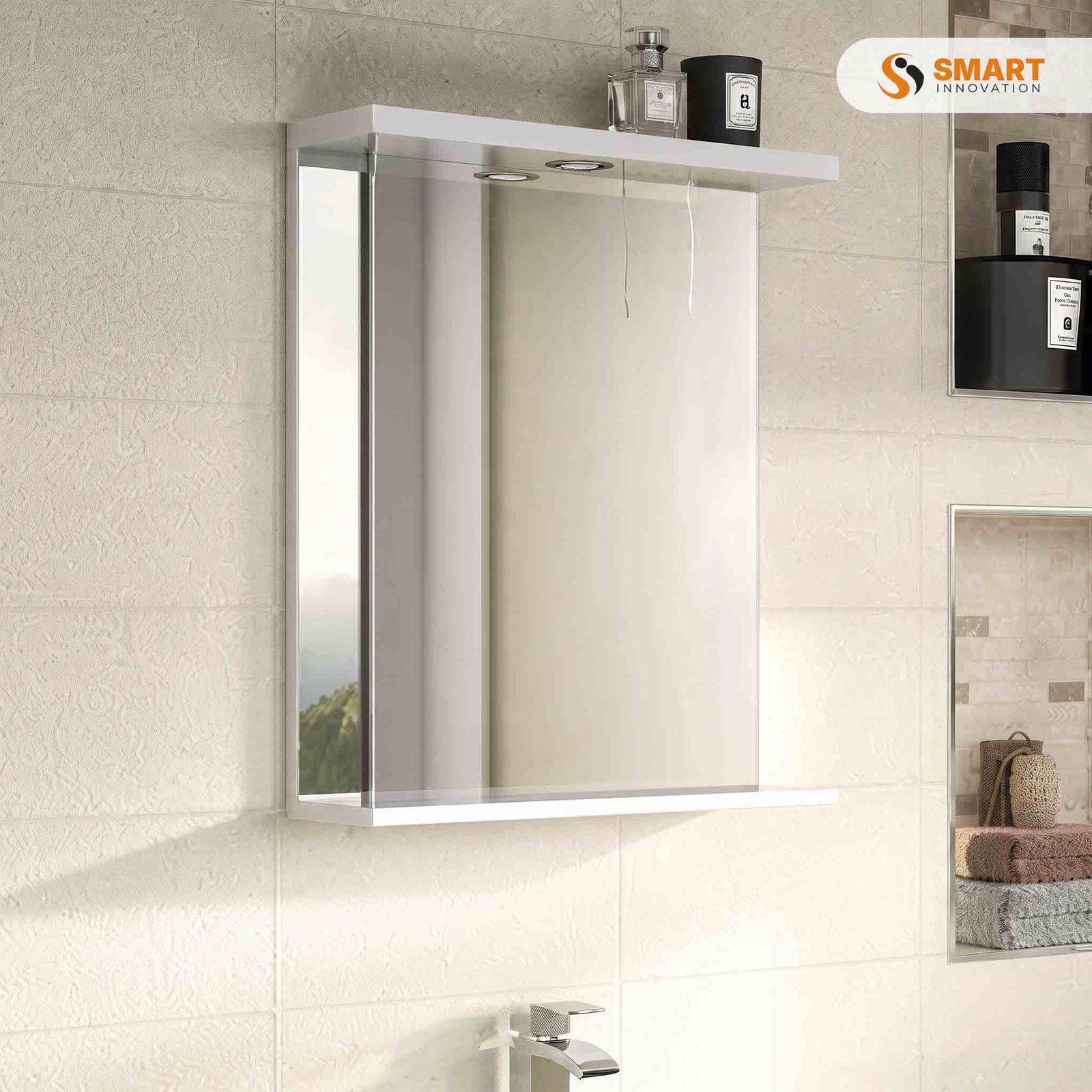Nuie Premier Mayford Gloss White 550mm Mirror With Light Canopy