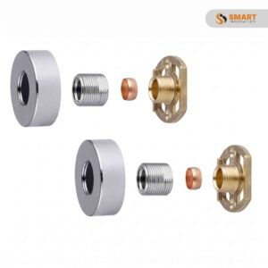 Tailored Round Easy-Fit Shower Kit with chrome round wall plates