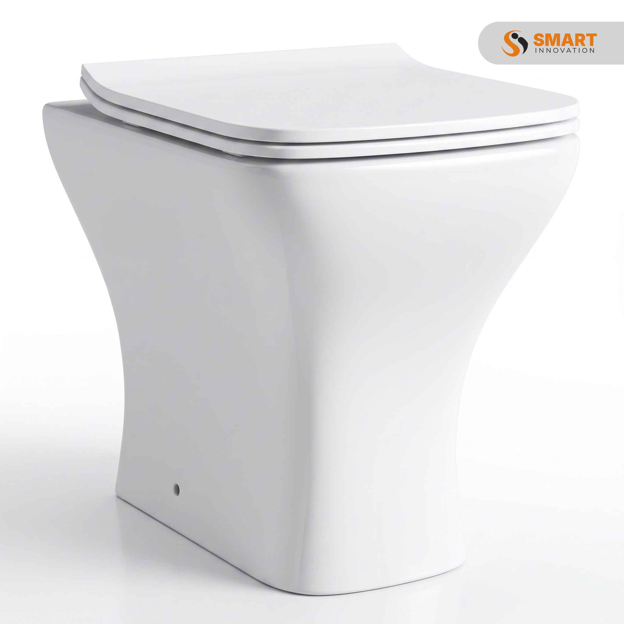 Square compact back to wall toilet with soft close slim seat