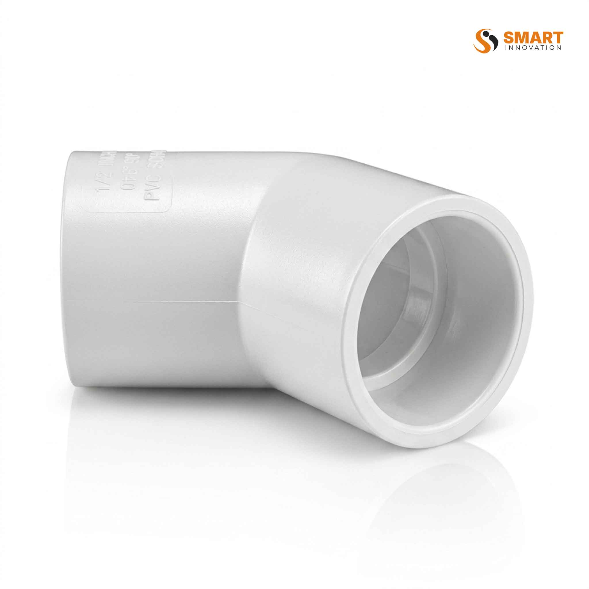 White uPVC 135 degree overflow obtuse bend for 21.5mm pipe systems