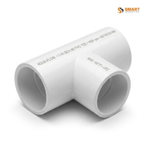 White uPVC overflow tee fitting for 21.5mm wastewater pipe systems