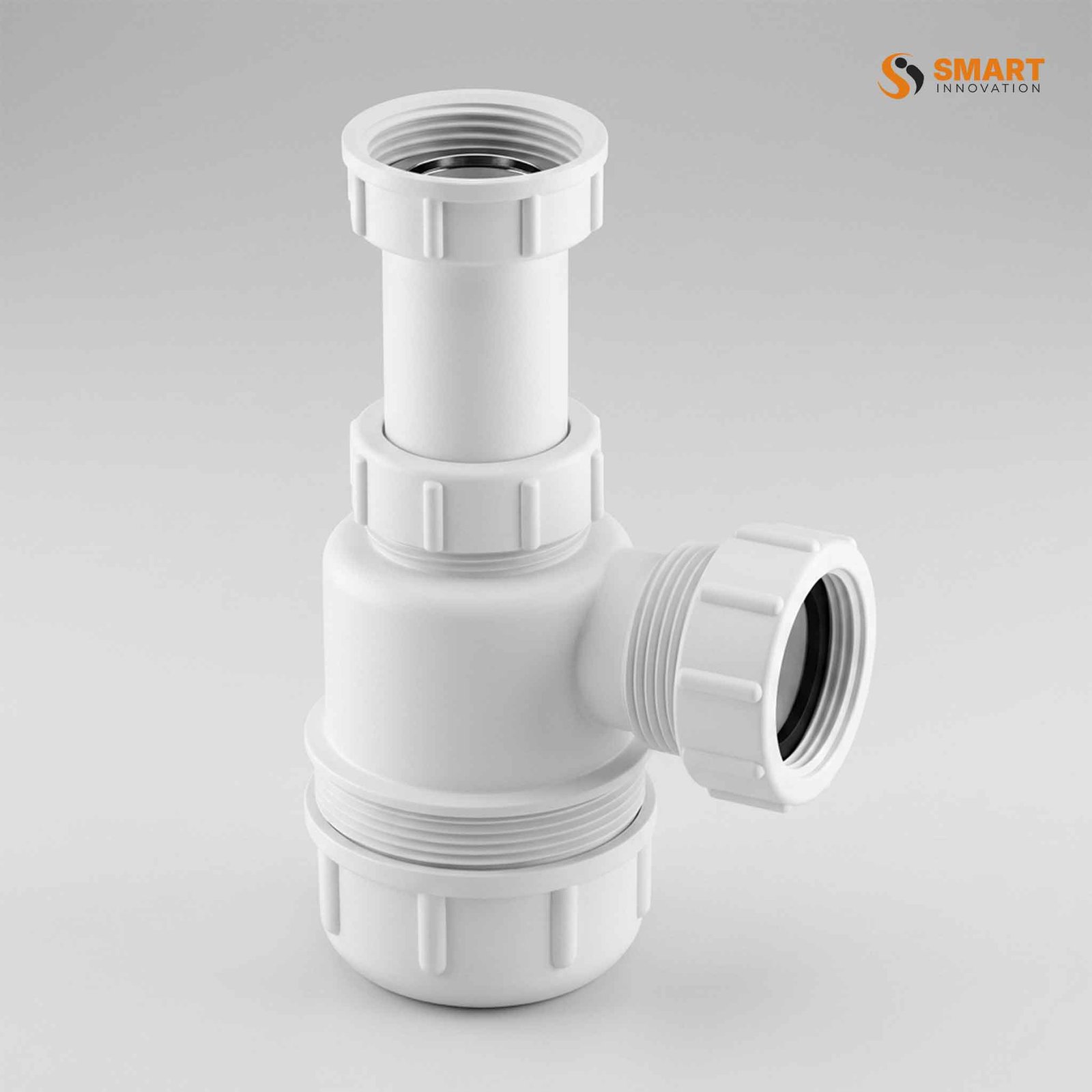 White telescopic bottle trap for basin wastewater drainage
