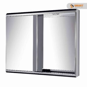 Sliding Mirror Bathroom Cabinet with Integrated Light for modern bathroom vanity