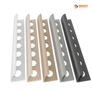 round edge PVC trim finishing an exposed tile edge