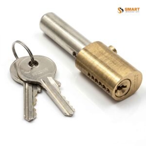 An Oval Shutter Lock fitted to a roller shutter, providing secure locking for garage doors and commercial shutters.