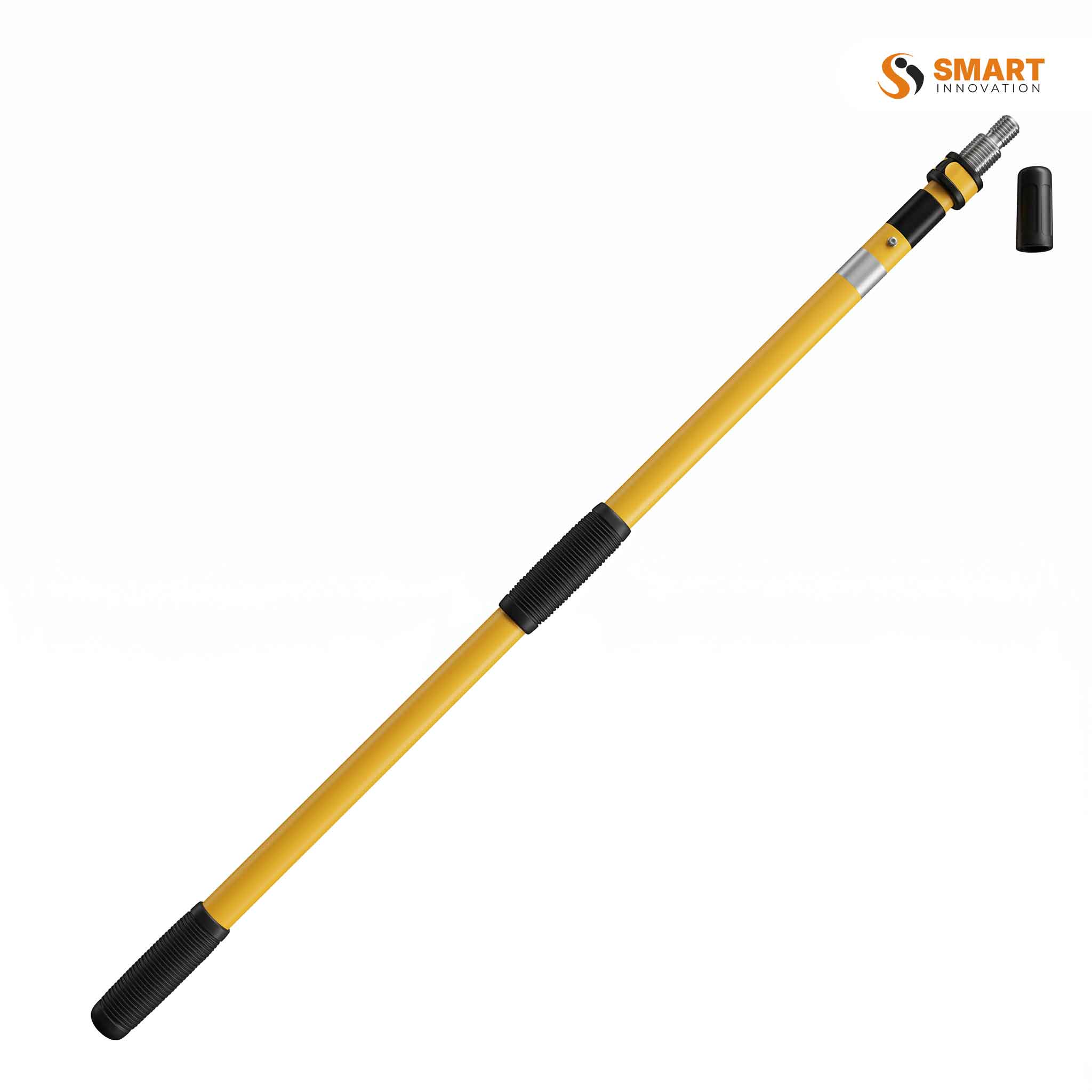 heavy duty extended pole fitted to a paint roller for reaching a high wall