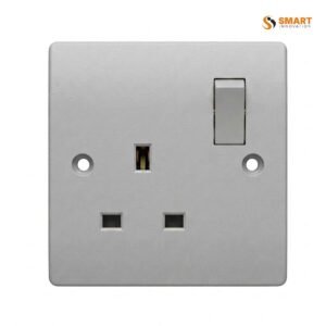 A 13A 1 Gang Double Pole Switched Socket, used to safely power and control electrical appliances from a single mains outlet.