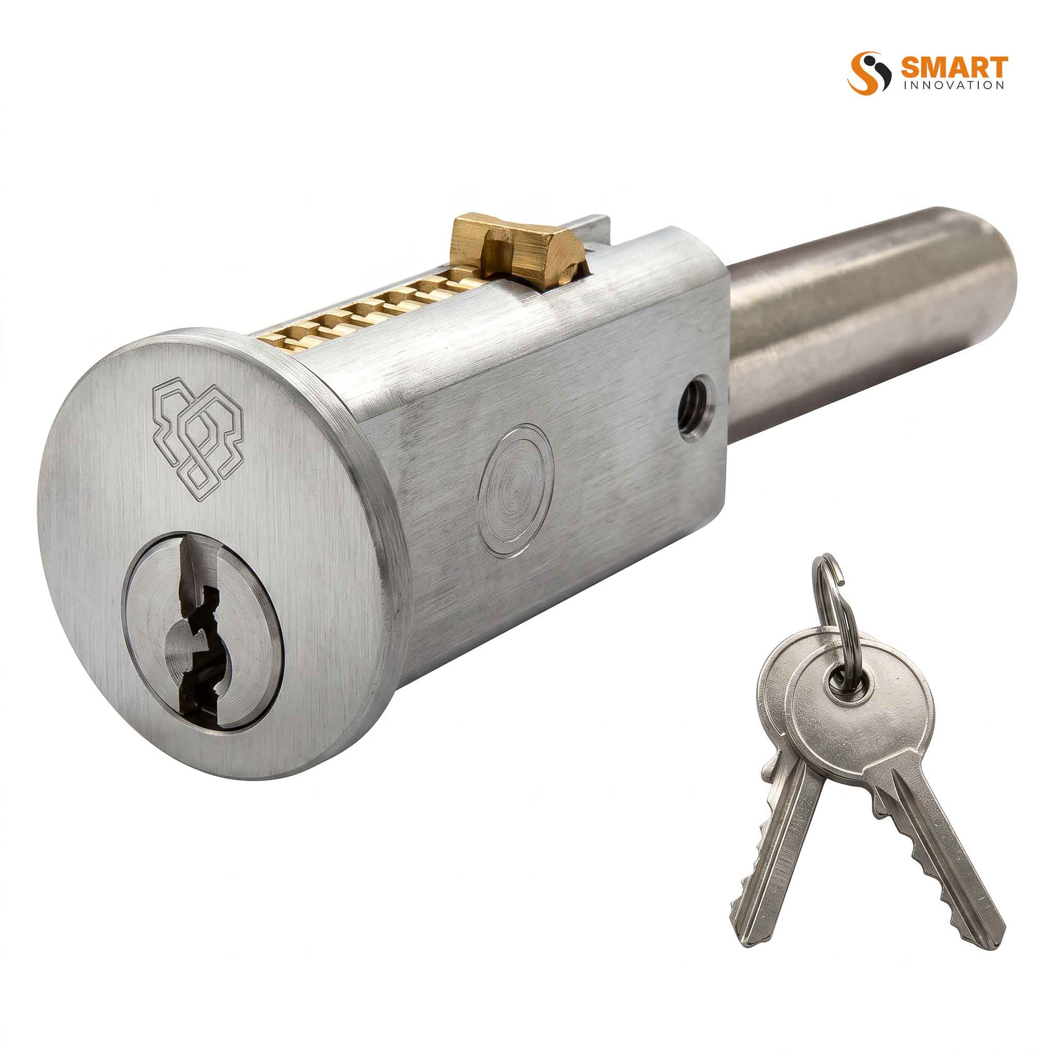 A Round Shutter Lock fitted to a roller shutter, providing secure locking for garage doors and commercial shutters.