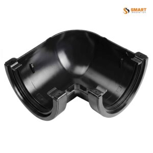 Black 90 degree deep flow gutter angle 115mm round UPVC