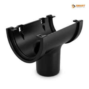 Black running outlet for 115mm x 70mm deep flow gutter