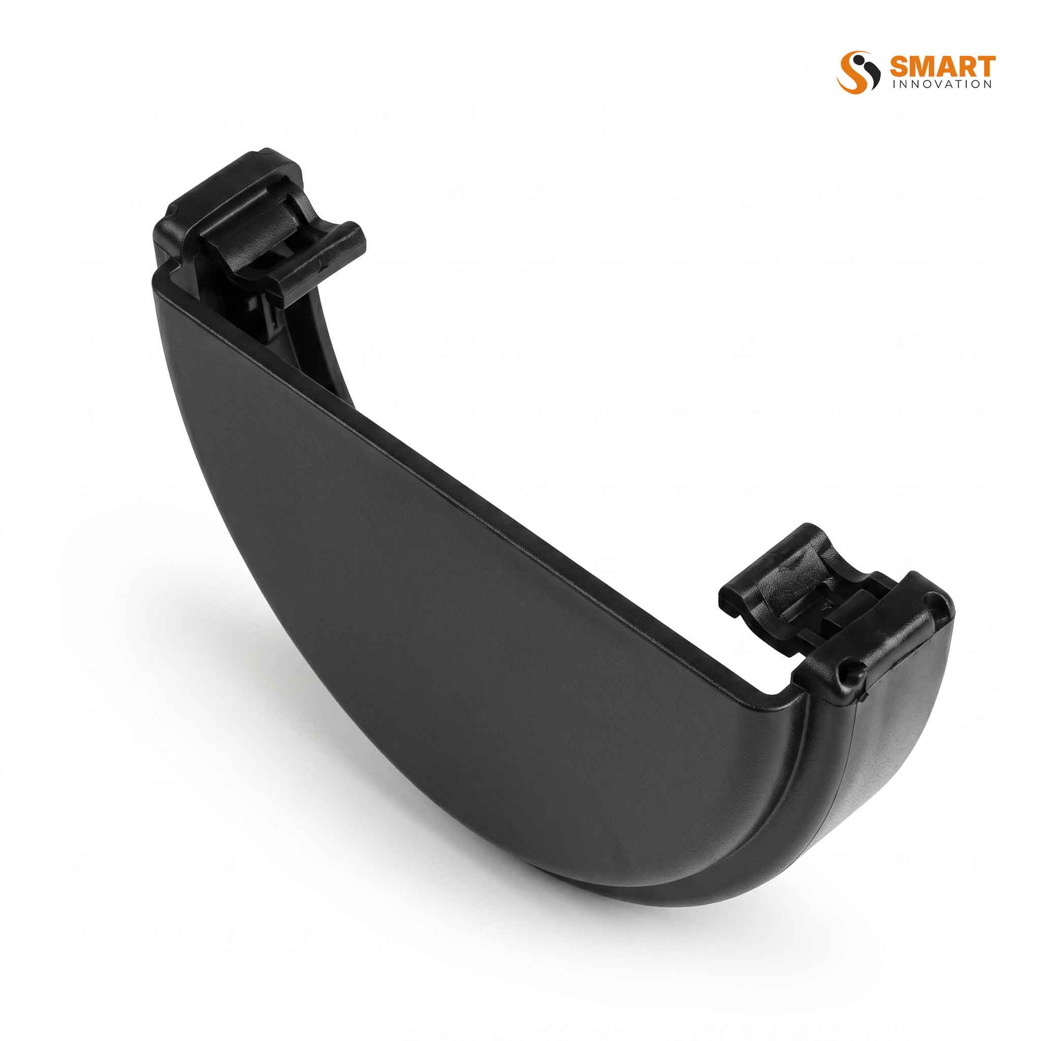 Black external stop end for 115mm x 70mm deep flow round gutter