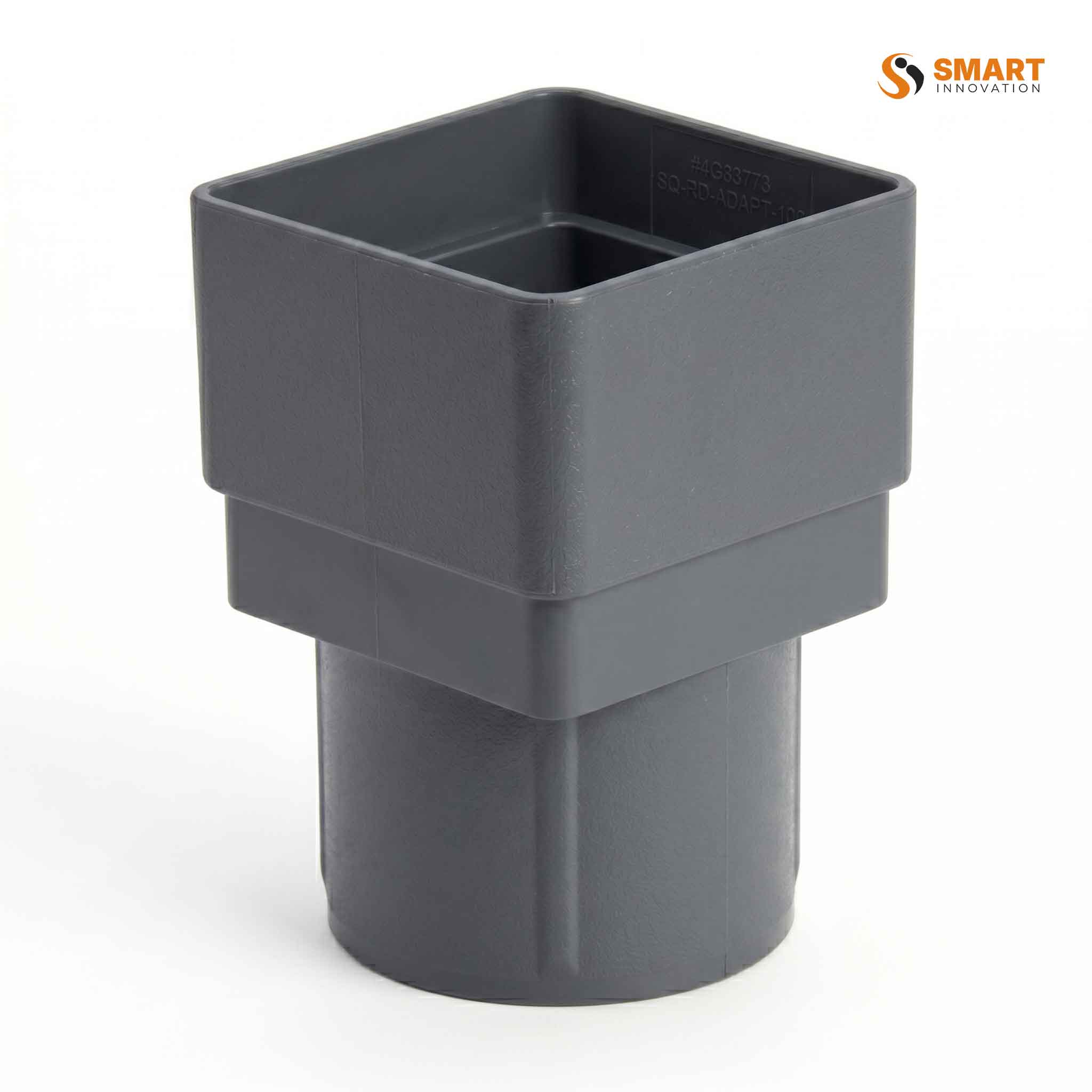 Square to round downpipe adaptor 65mm to 68mm anthracite grey