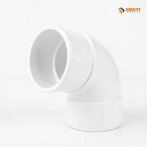68mm round white UPCV 112 degree bend for rainwater downpipe systems.
