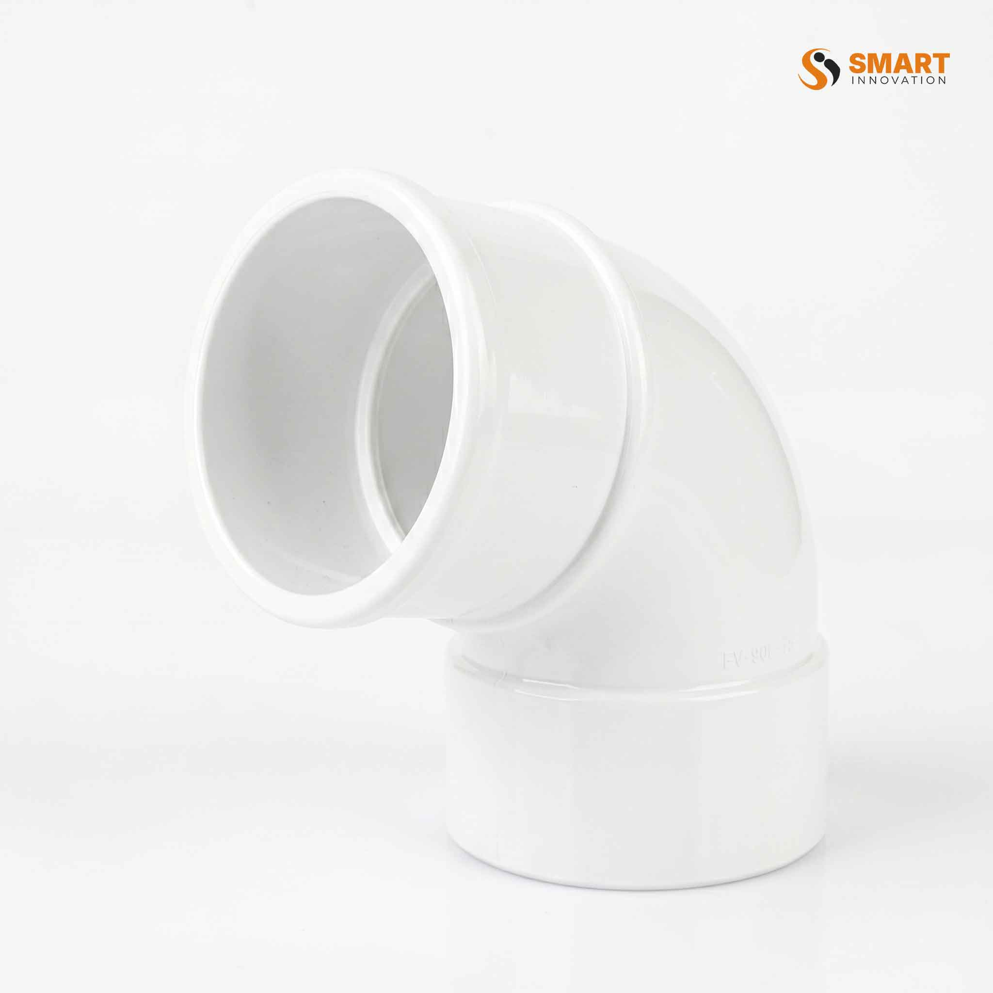 68mm round white UPCV 112 degree bend for rainwater downpipe systems.