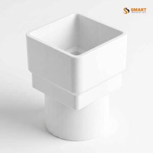 White square to round downpipe adaptor for rainwater drainage