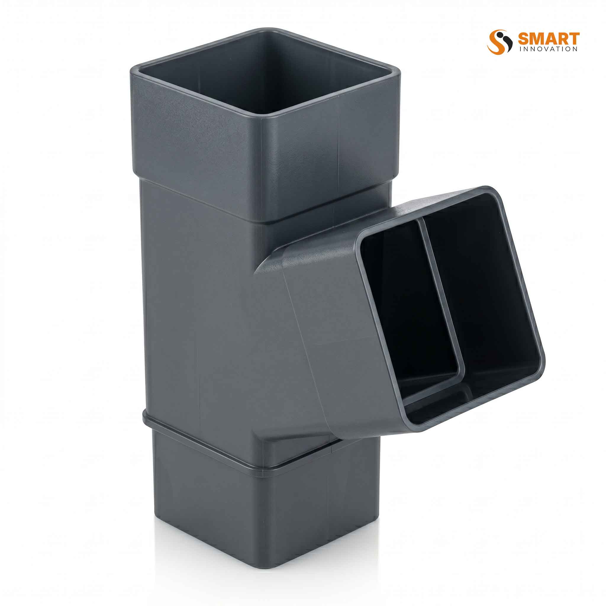 Square 65mm downpipe 112 degree branch anthracite grey