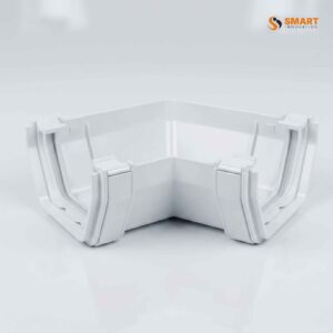White 120° Square Line UPVC gutter angle for rainwater guttering