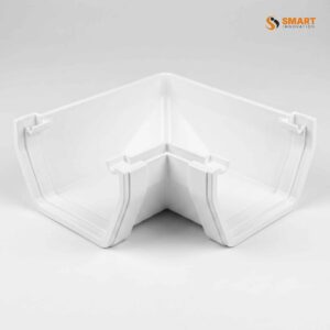 White 135° Square Line UPVC gutter angle for rainwater guttering