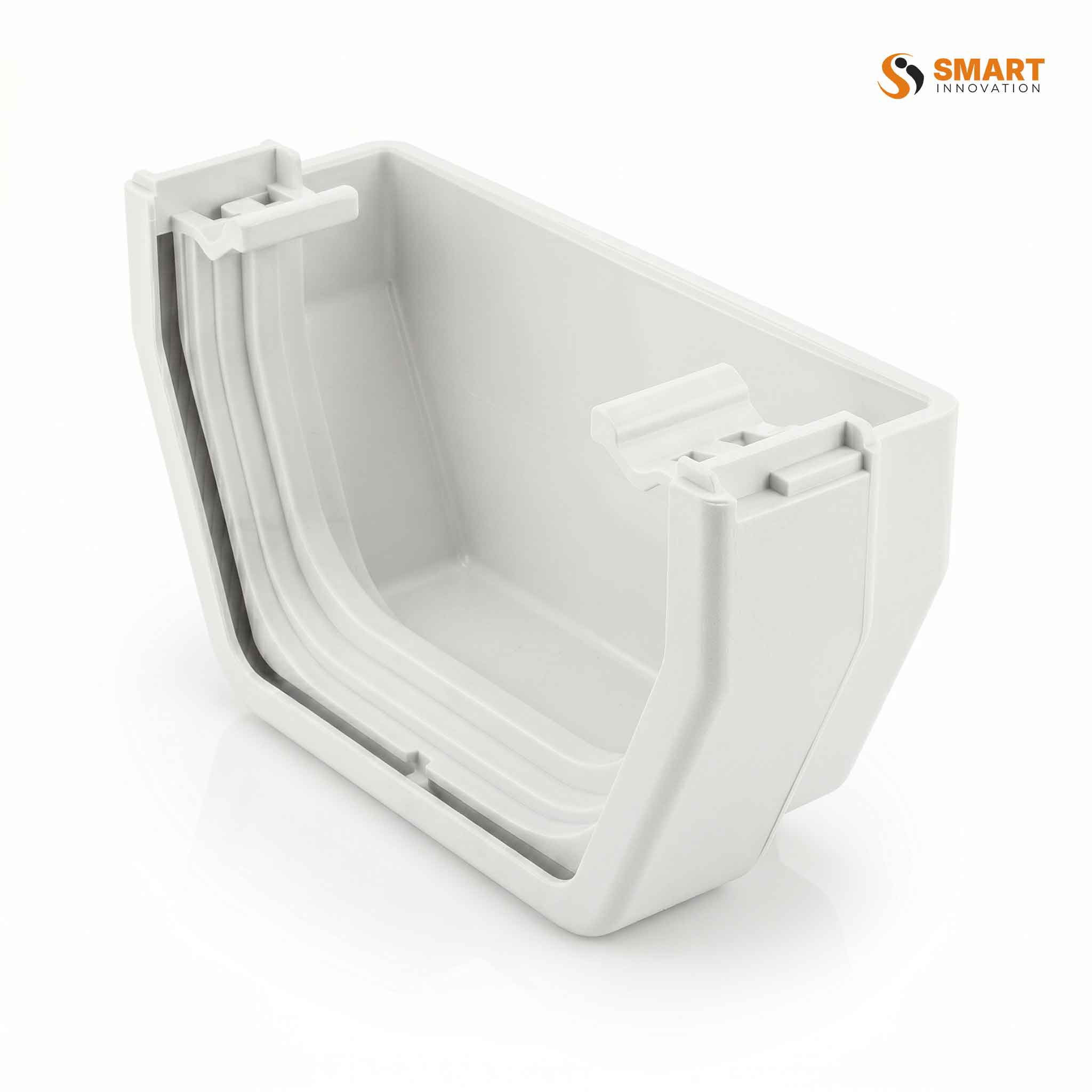 Square Line Gutter External Stop End White