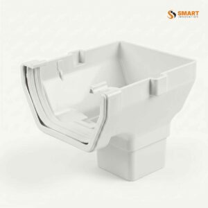 114mm Square Line Gutter Stop End Outlet White