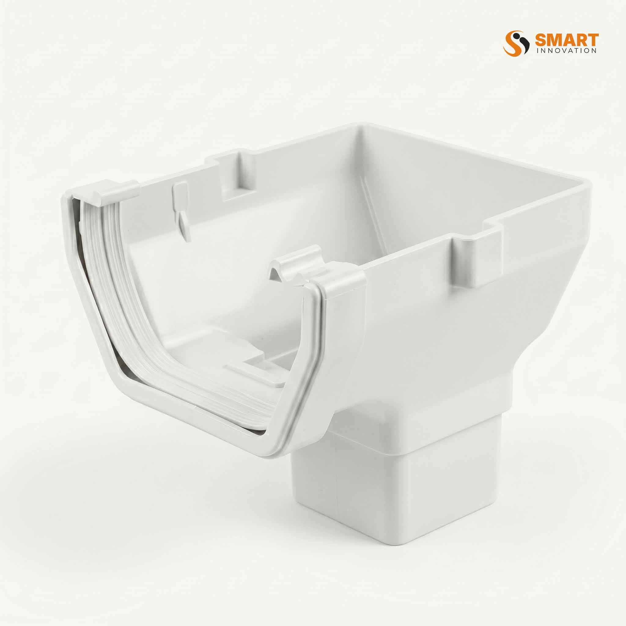 114mm Square Line Gutter Stop End Outlet White