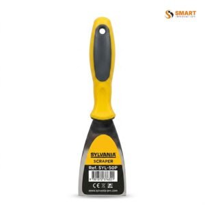 scraper removing old paint from a wall surface