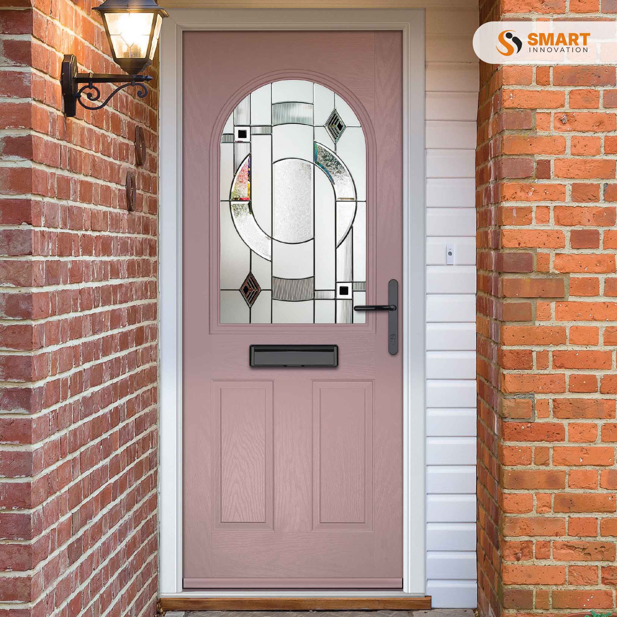 Turnberry black composite front door with decorative glazed panel