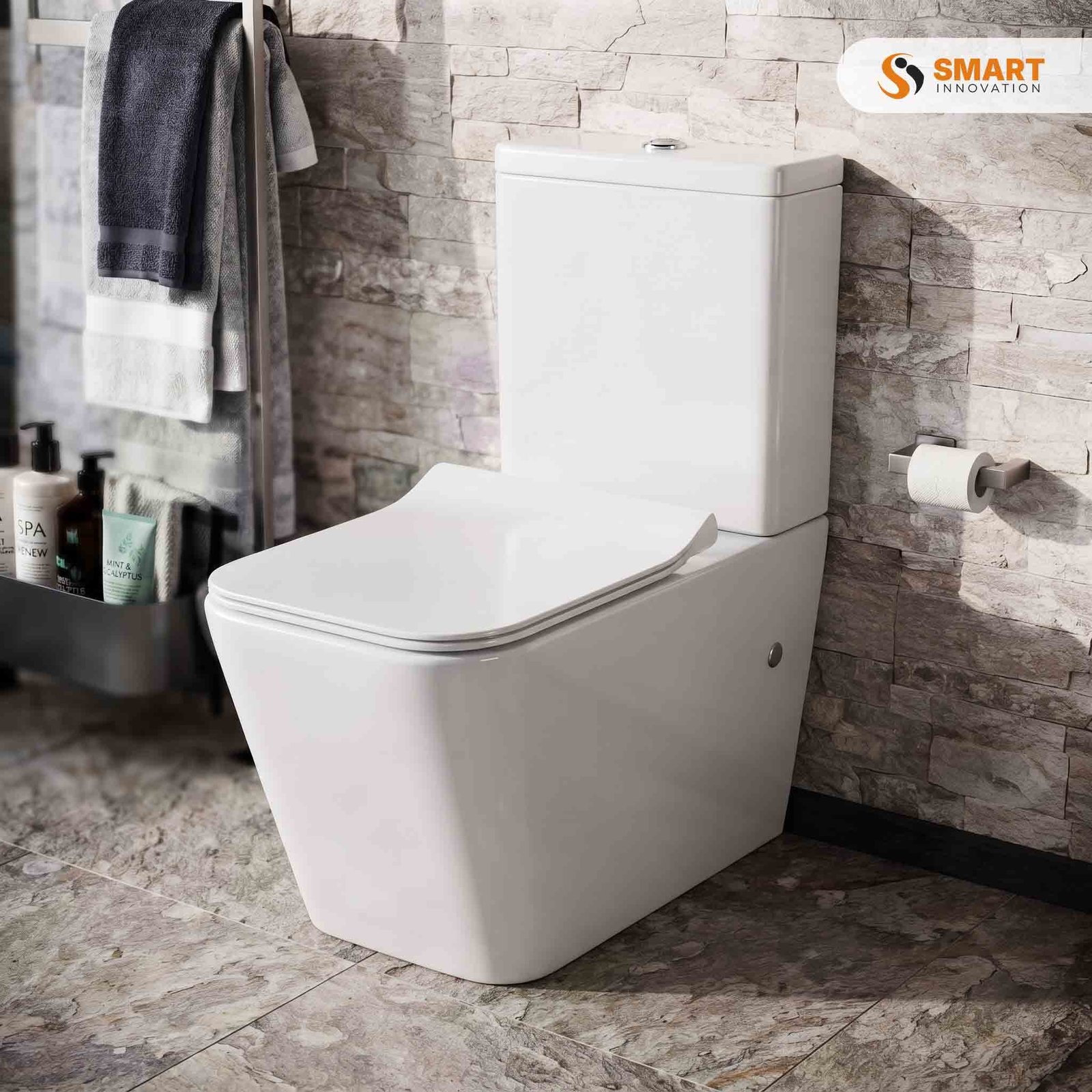 Sofia Rimless Square Recessed Close Coupled Toilet with Soft Close Seat