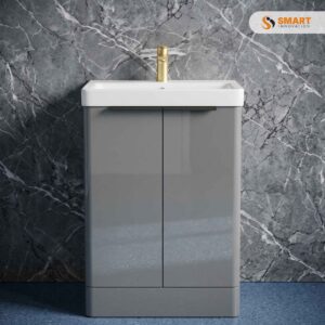 Valencia Waterproof Vanity 500mm in gloss grey with ceramic basin