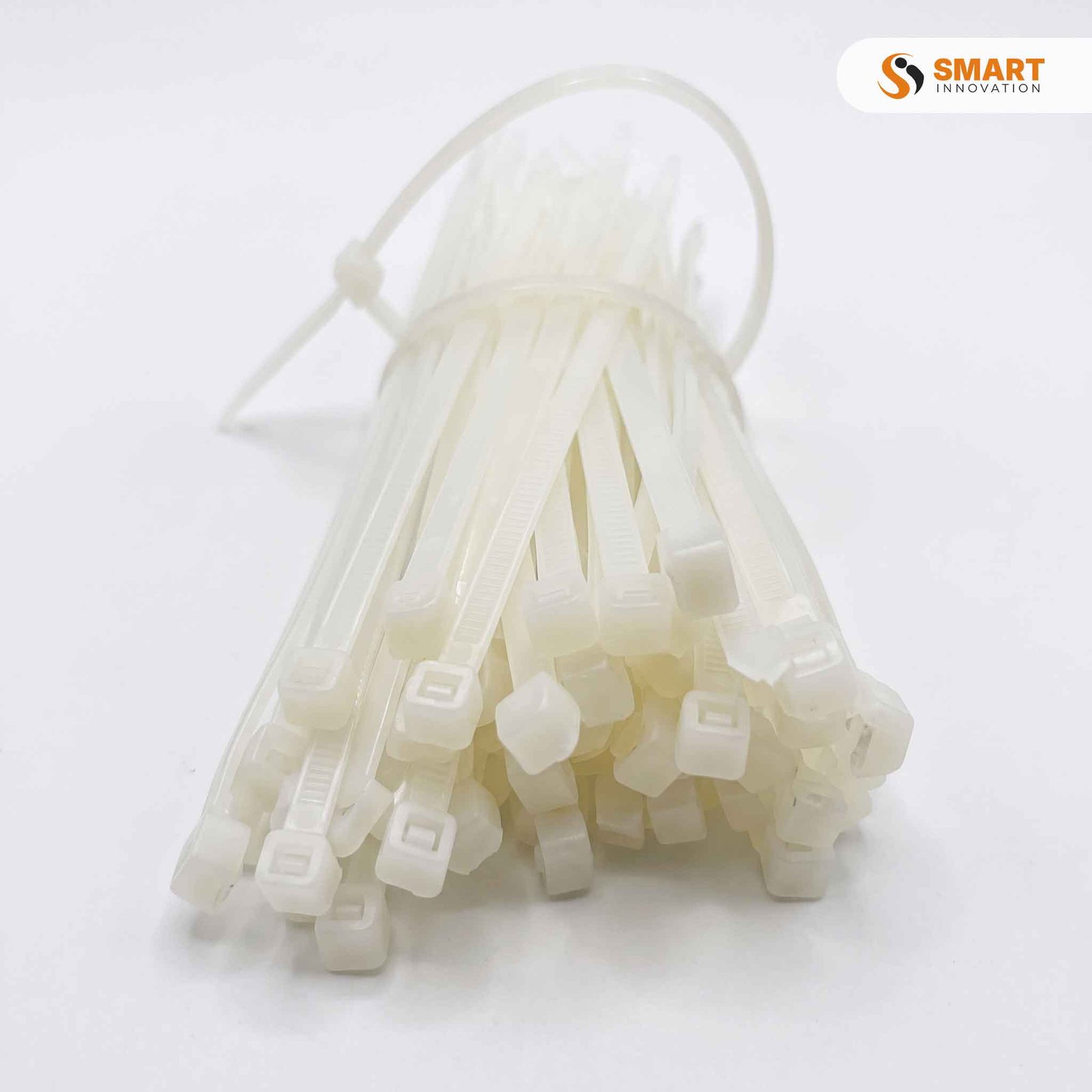 White cable ties for securing and organising electrical cables