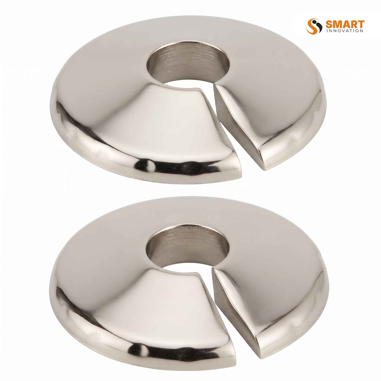 Chrome pipe collars for creating a decorative finish around exposed pipework.