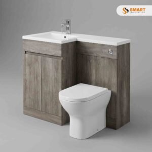 Neptune 1100 L Shape Combination Vanity Unit with WC in Oak Effect Finish