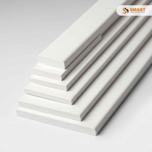 PVC architrave finishing trim for soffit, fascia and decorative roofline applications.