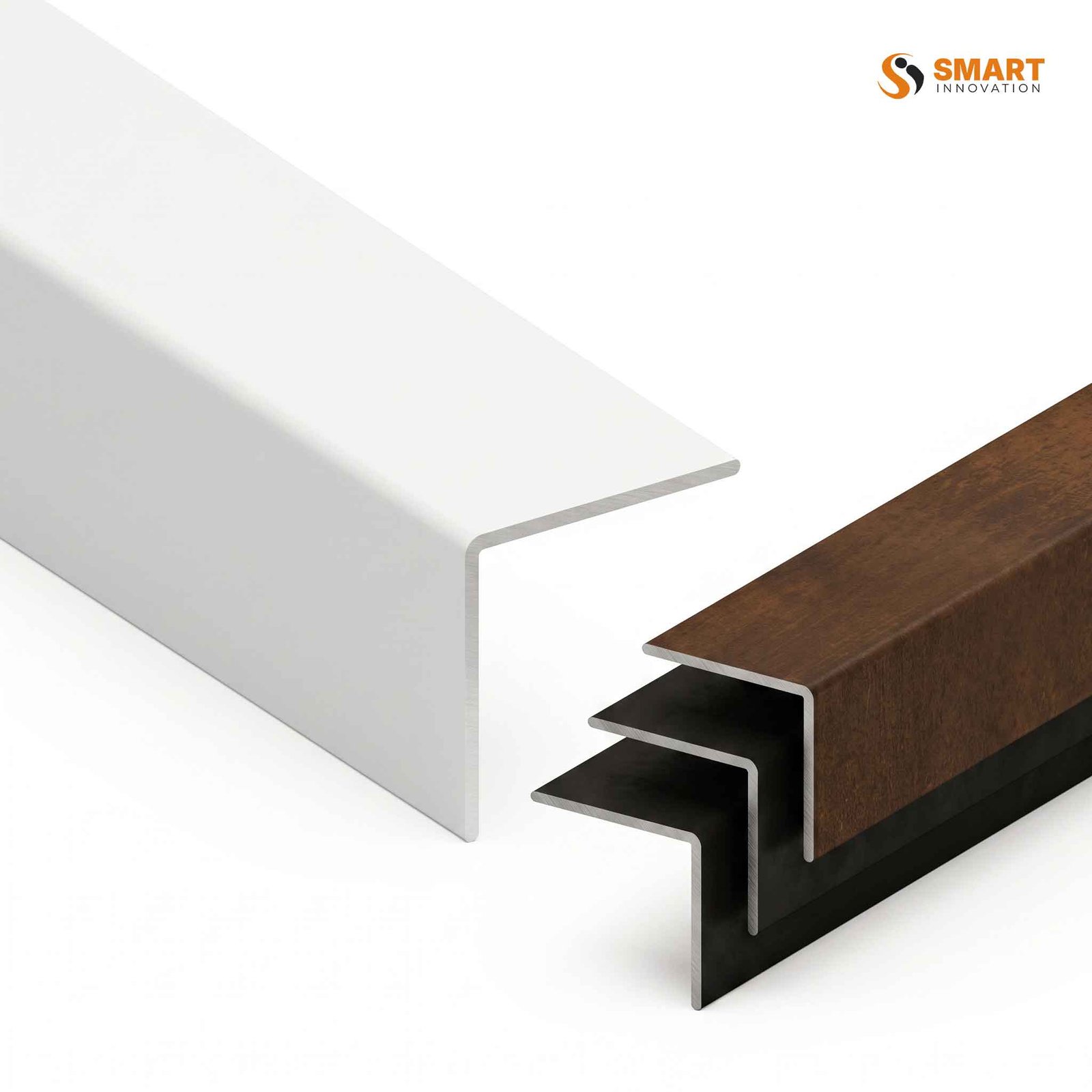 PVC rigid angle trim for fascia, capping board and roofline finishing applications.