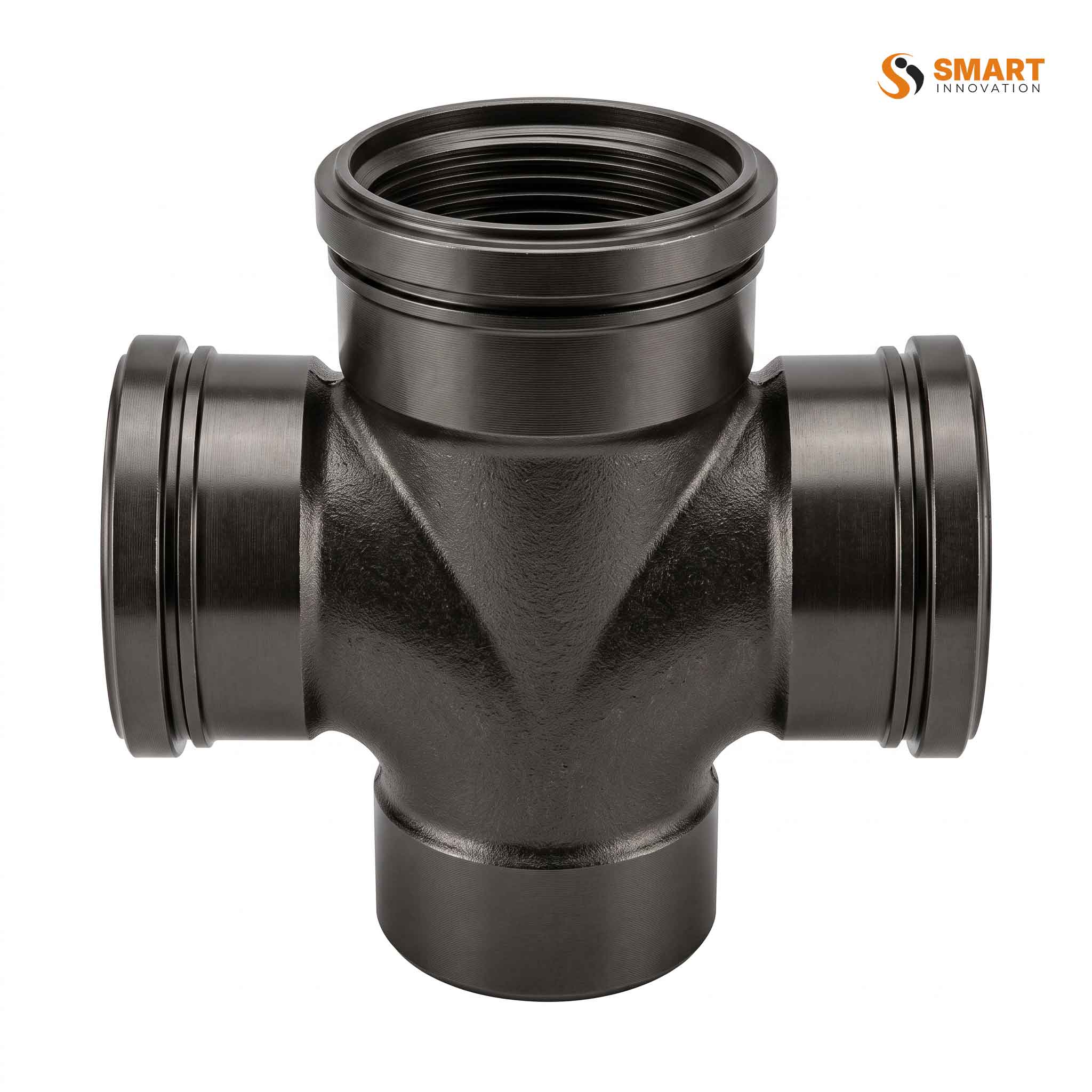 UPVC 110mm 4-way junction fitting for soil and waste water drainage