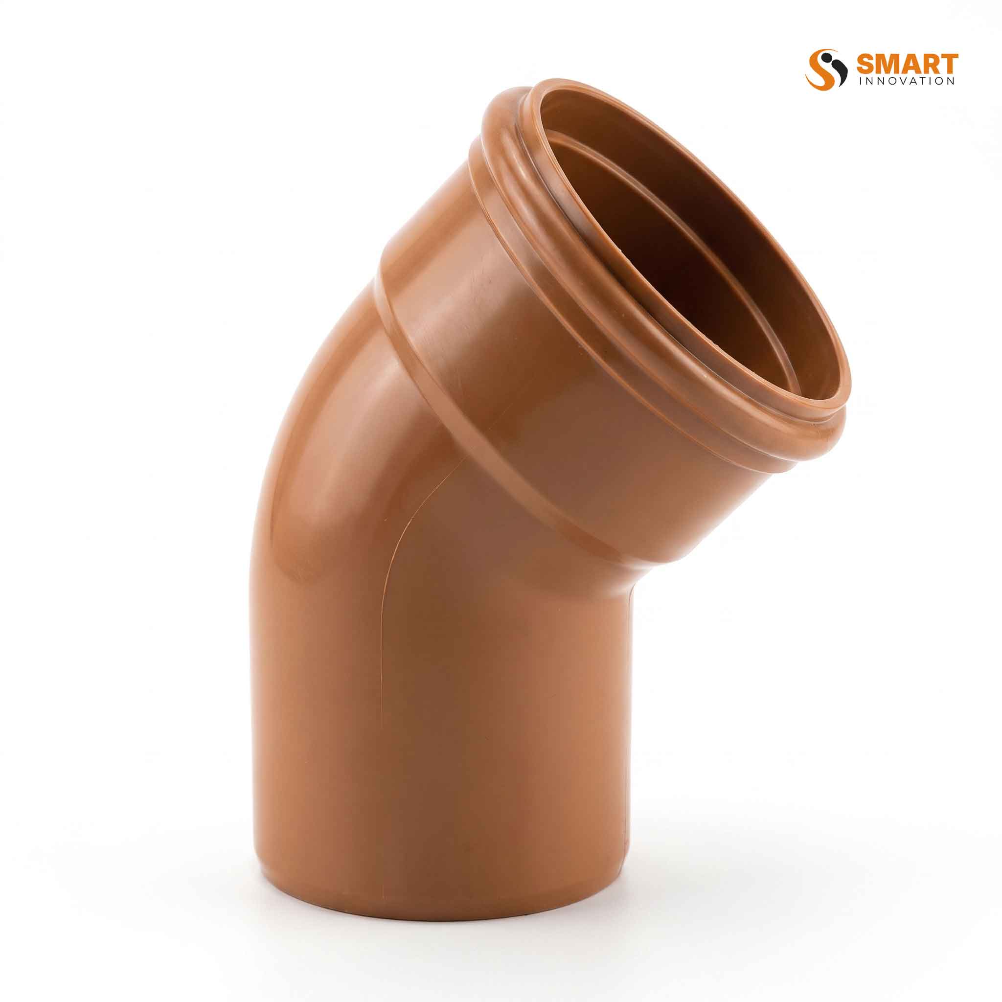 Brown UPVC 160mm 45 degree bend for underground waste water drainage systems