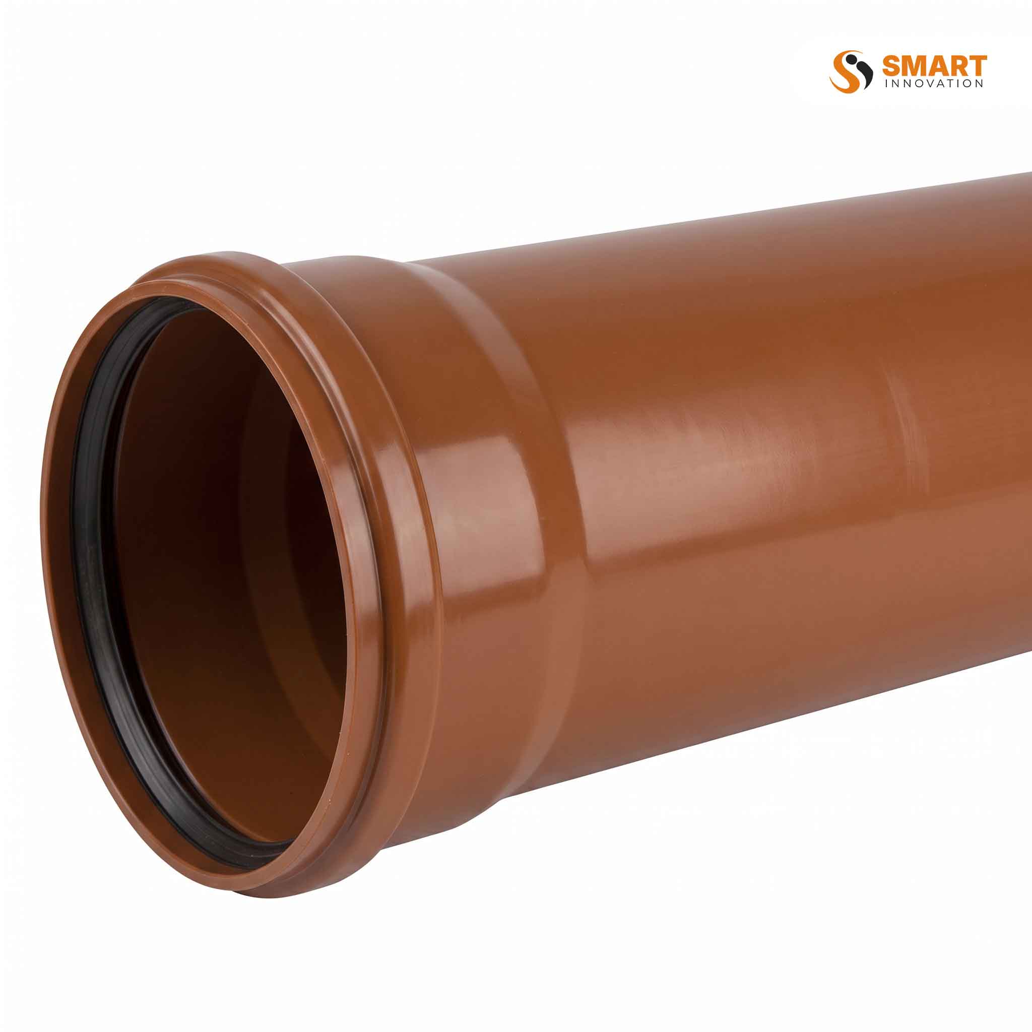 Brown UPVC 160mm single socket pipe for underground waste water drainage systems
