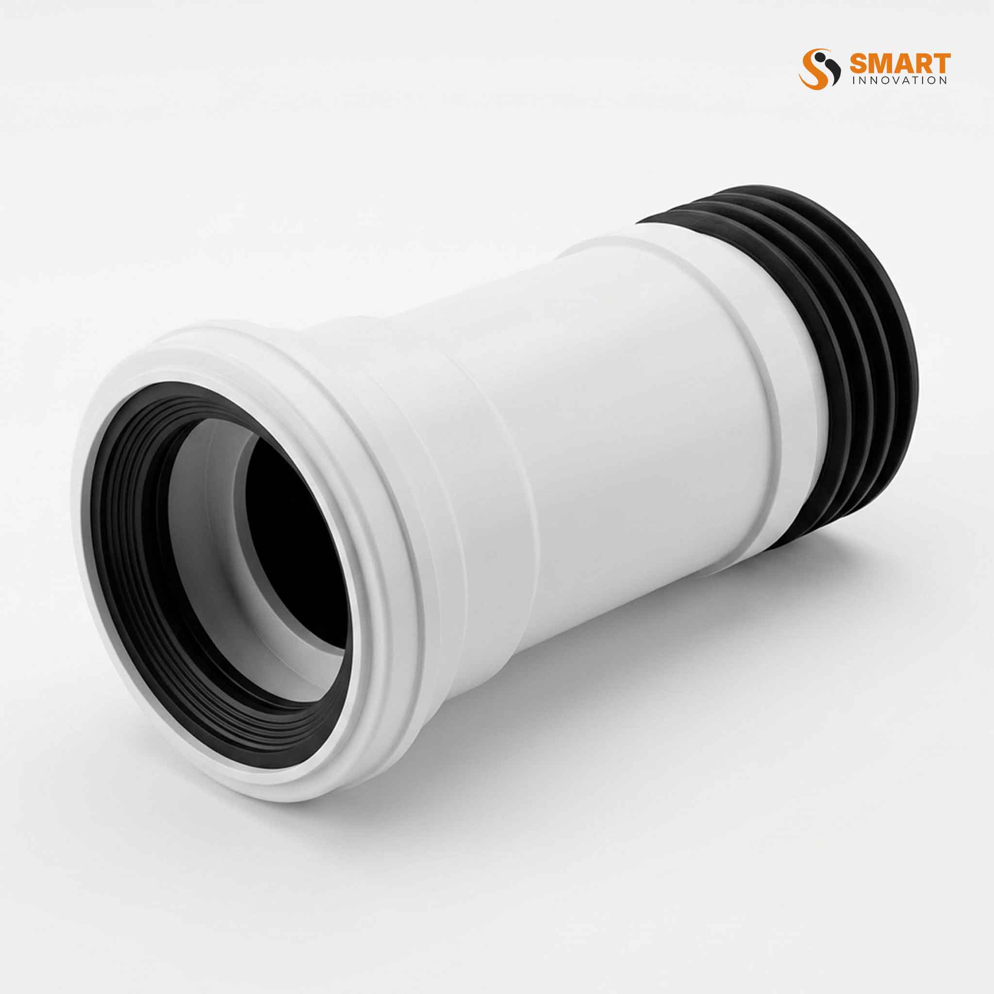 White UPVC Flexible W/C Pan Connector for adjustable toilet waste pipe connections